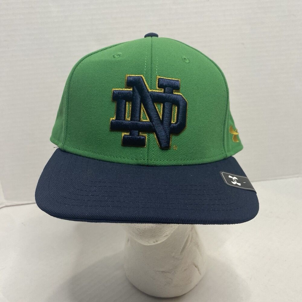 Notre Dame Fighting Irish Hat Men L Green/Blue NCAA Under Armour Fitted Cap New